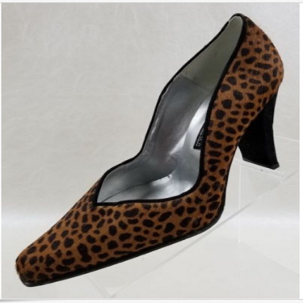 Sergio Zelcer Animal Print Black Suede Heels 9M